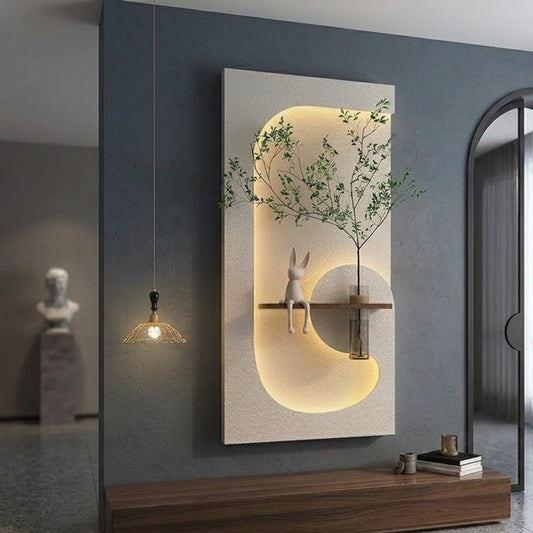 Modern Ledli Duvar Tablosu | Dekoratif Panel | Gizli Aydınlatmalı | Özel Dokulu