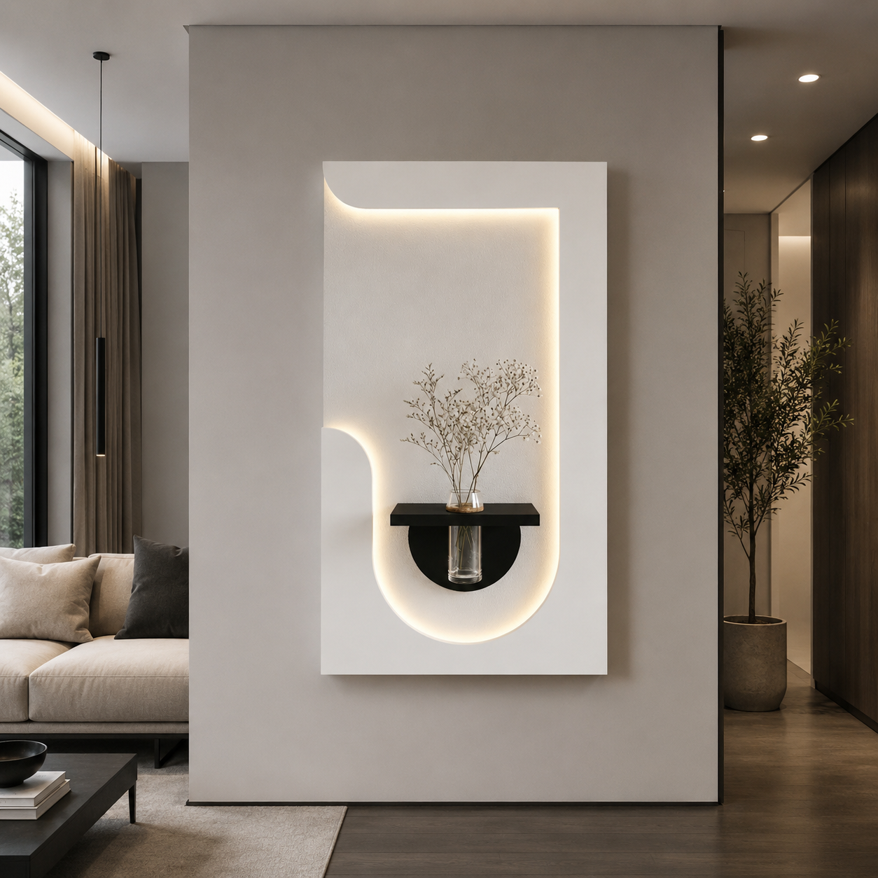 Modern Ledli Duvar Tablosu | Dekoratif Panel | Gizli Aydınlatmalı | Özel Dokulu