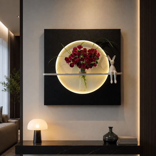 Modern Ledli Duvar Tablosu | Dekoratif Panel | Gizli Aydınlatmalı | Özel Dokulu