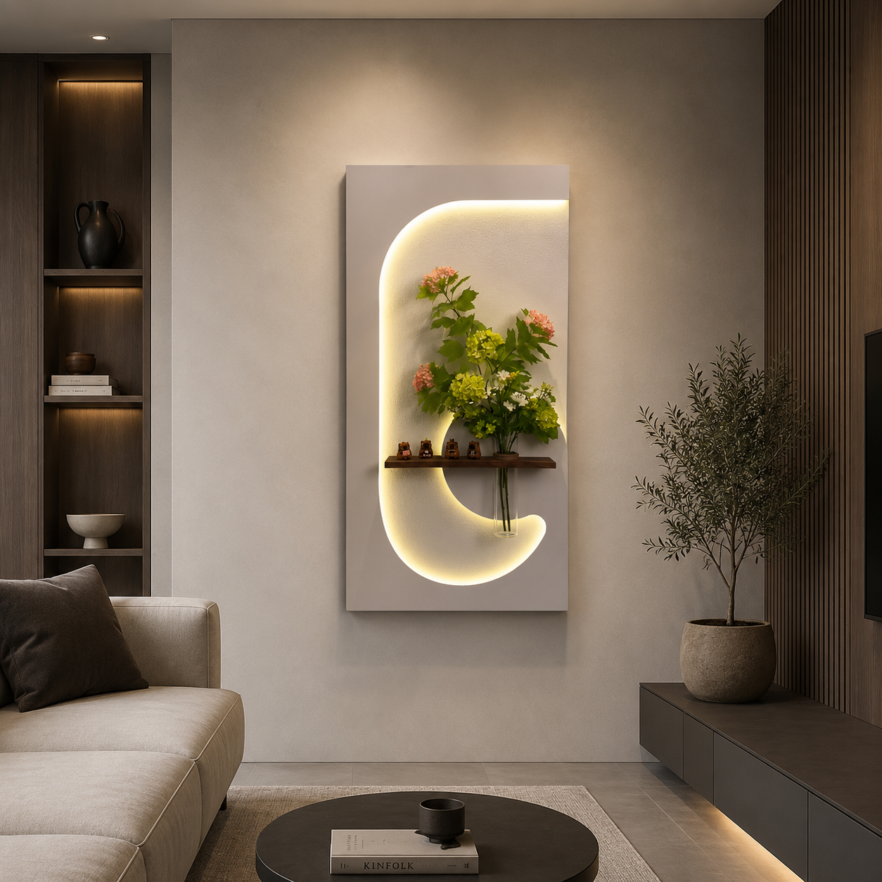 Modern Ledli Duvar Tablosu | Dekoratif Panel | Gizli Aydınlatmalı | Özel Dokulu