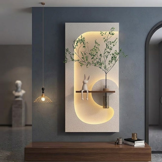 Modern Ledli Duvar Tablosu | Dekoratif Panel | Gizli Aydınlatmalı | Özel Dokulu