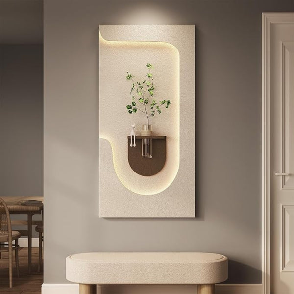 Modern Ledli Duvar Tablosu | Dekoratif Panel | Gizli Aydınlatmalı | Özel Dokulu