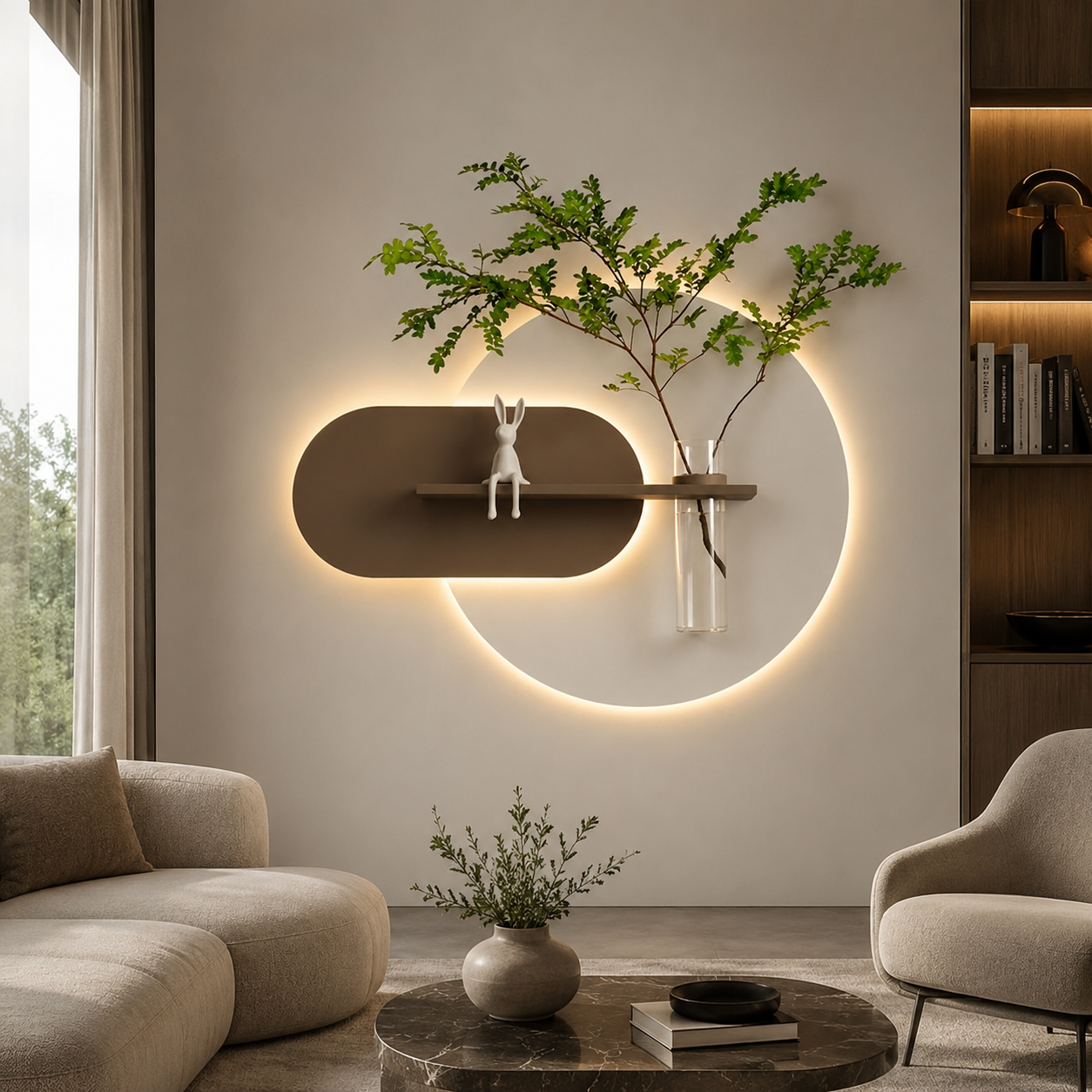 Modern Ledli Duvar Tablosu | Dekoratif Panel | Gizli Aydınlatmalı | Özel Dokulu