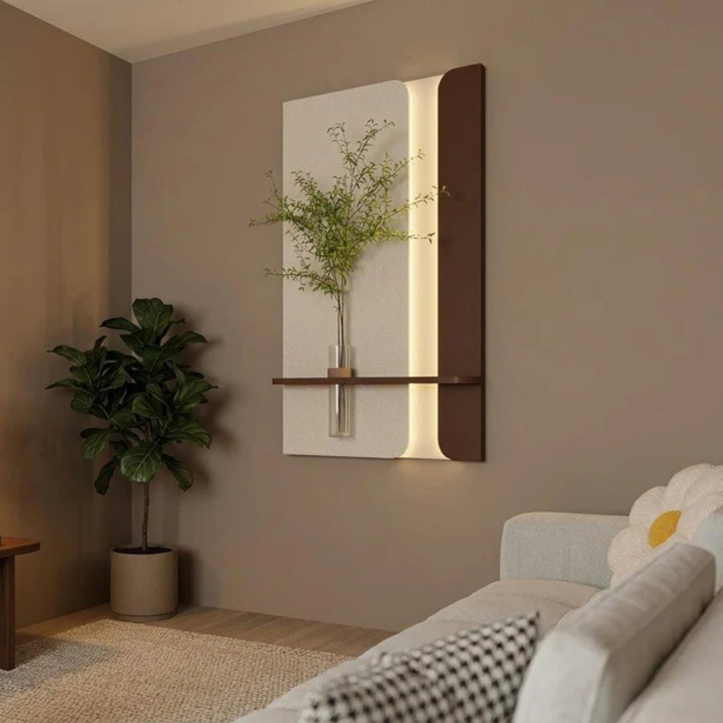 Modern Ledli Duvar Tablosu | Dekoratif Panel | Gizli Aydınlatmalı | Özel Dokulu