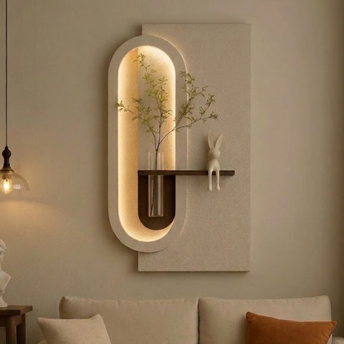 Modern Ledli Duvar Tablosu | Dekoratif Panel | Gizli Aydınlatmalı | Özel Dokulu