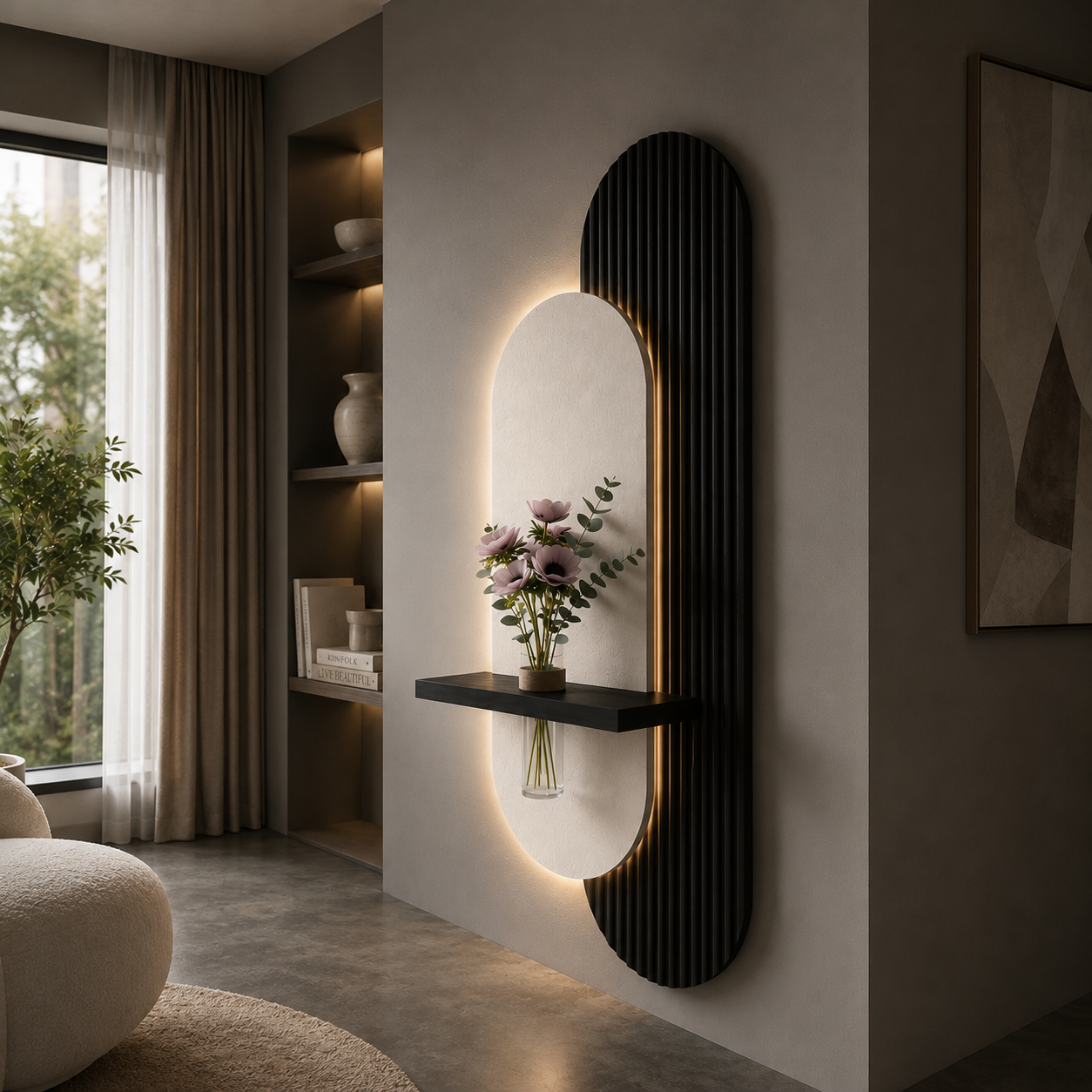 Modern Ledli Duvar Tablosu | Dekoratif Panel | Gizli Aydınlatmalı | Özel Dokulu