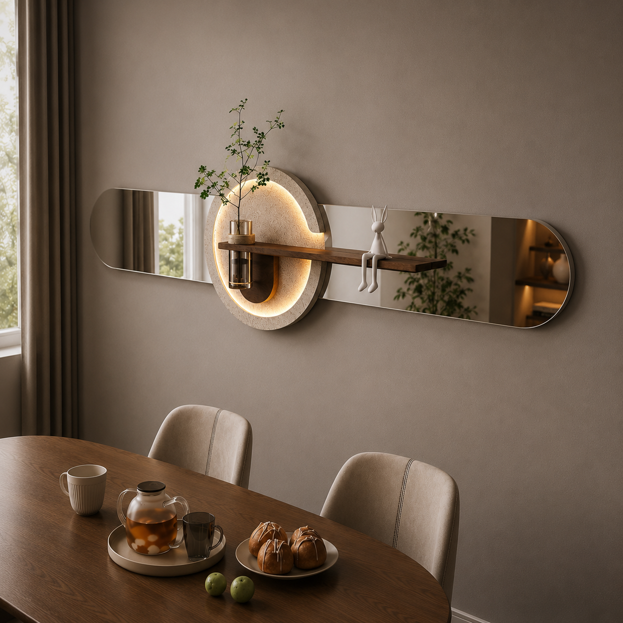 Pleksi Ayna | Modern Ledli Duvar Tablosu |  Dekoratif Panel | Gizli Aydınlatmalı | Özel Dokulu