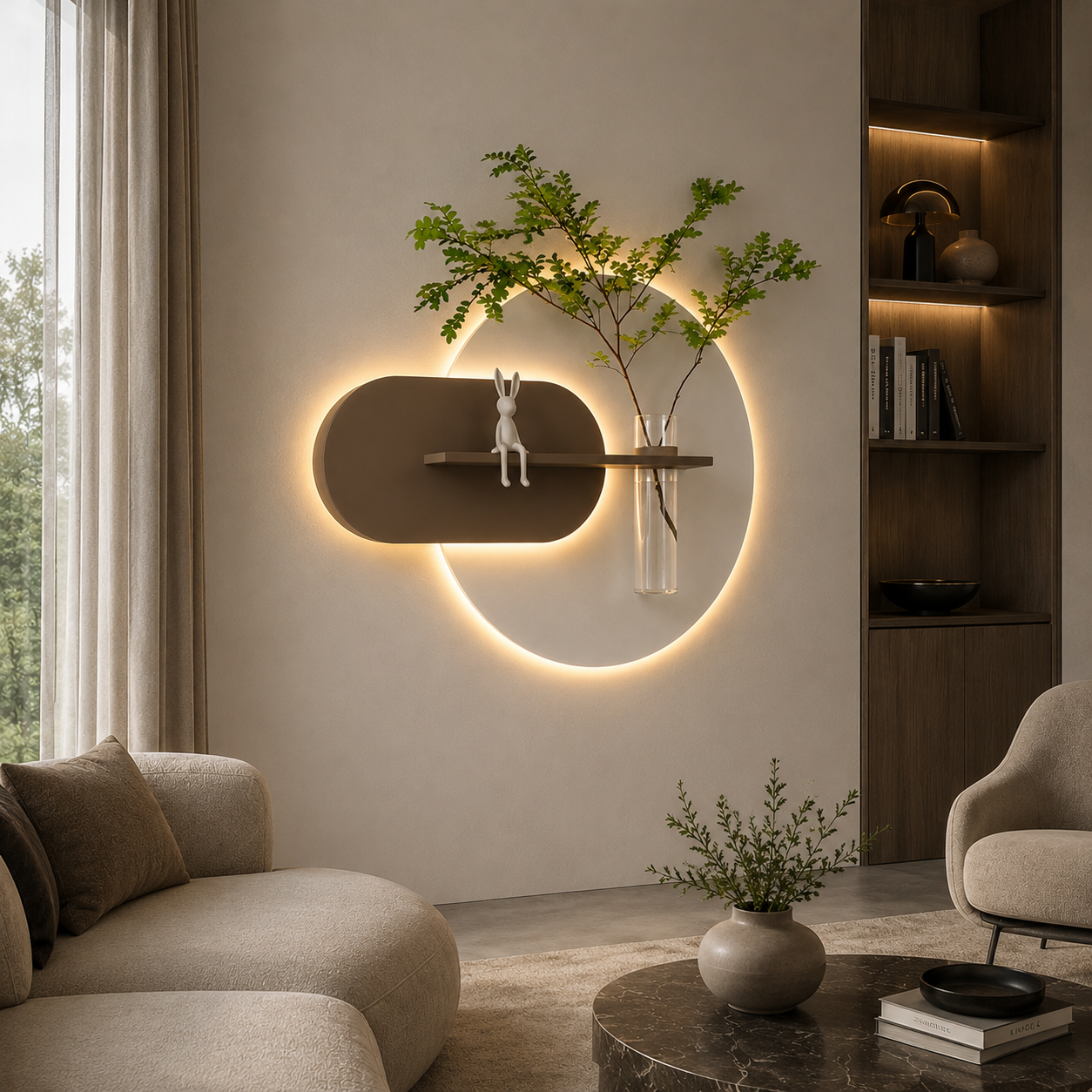 Modern Ledli Duvar Tablosu | Dekoratif Panel | Gizli Aydınlatmalı | Özel Dokulu
